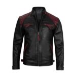 Mason Quilted Cafe Racer Black and Maroon Leather Jacket
