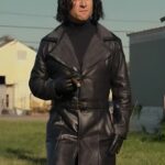 Hit Man Glen Powell Black Trench Leather Coat