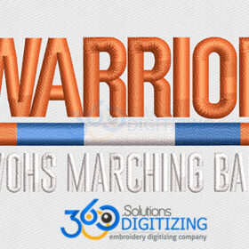 Warrior Marching Logo Digitized for Machine Embroidery By 360 Digitizing Solutions