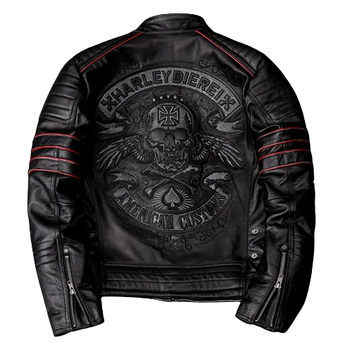 Black Embroidery Skull Motorcycle Leather Jackets 100 Natural Cowhide Moto Jacket Biker Leather Coat Winter Warm