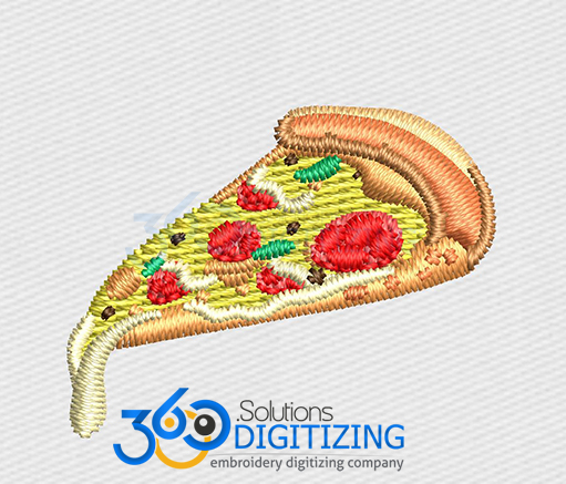 Pizza party cap logo digitized for unstructured cap embroidery