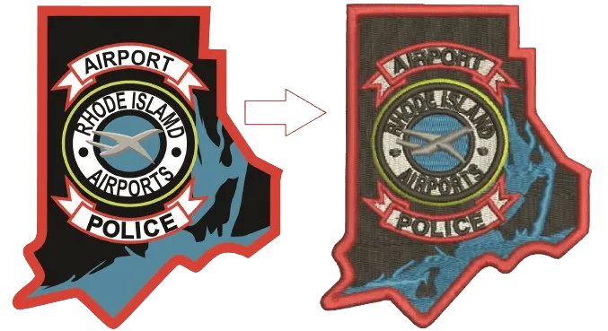RIAP logo digitized for embroidery