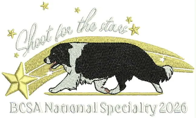 Digitized Border Collie embroidery proof